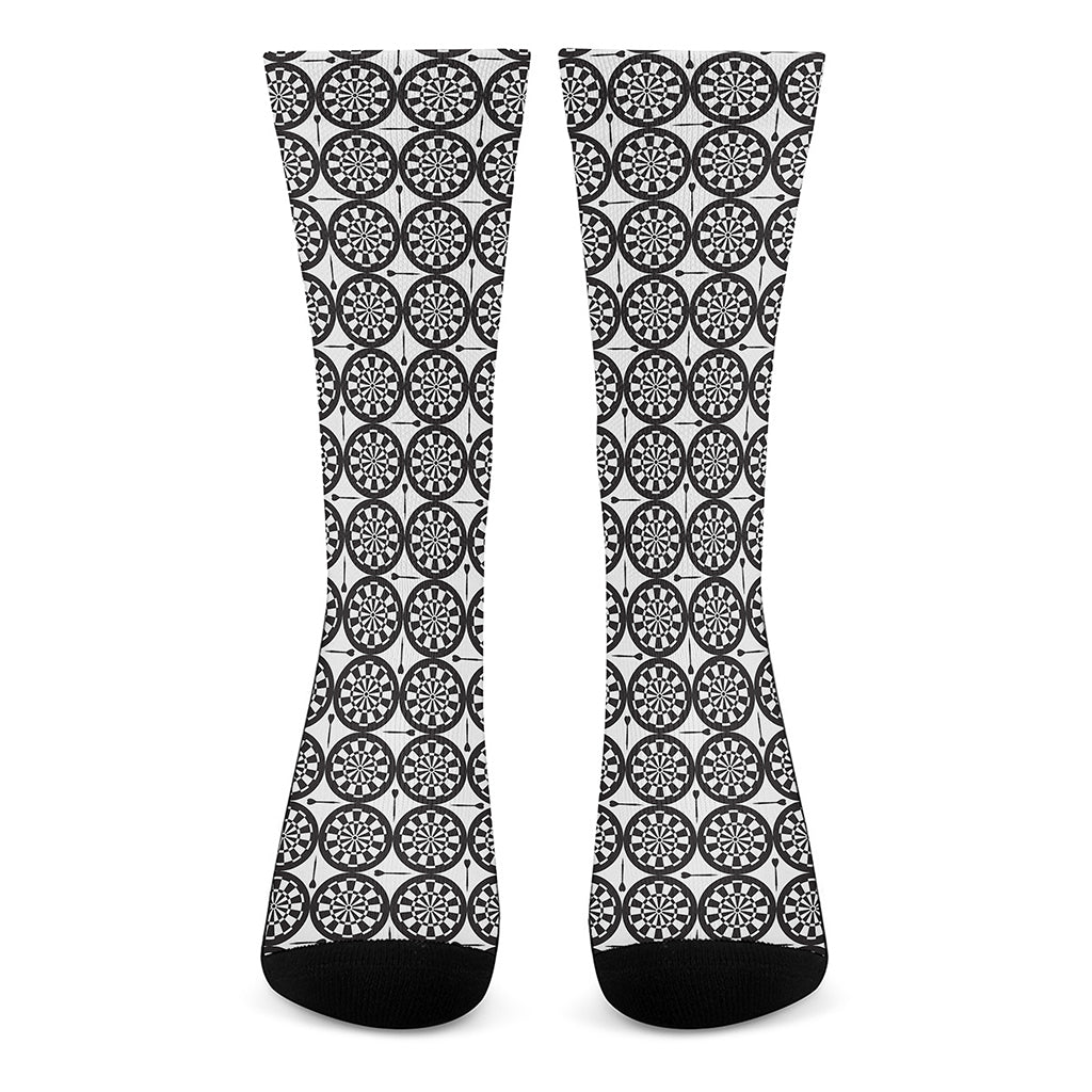 Black And White Dartboard Pattern Print Crew Socks