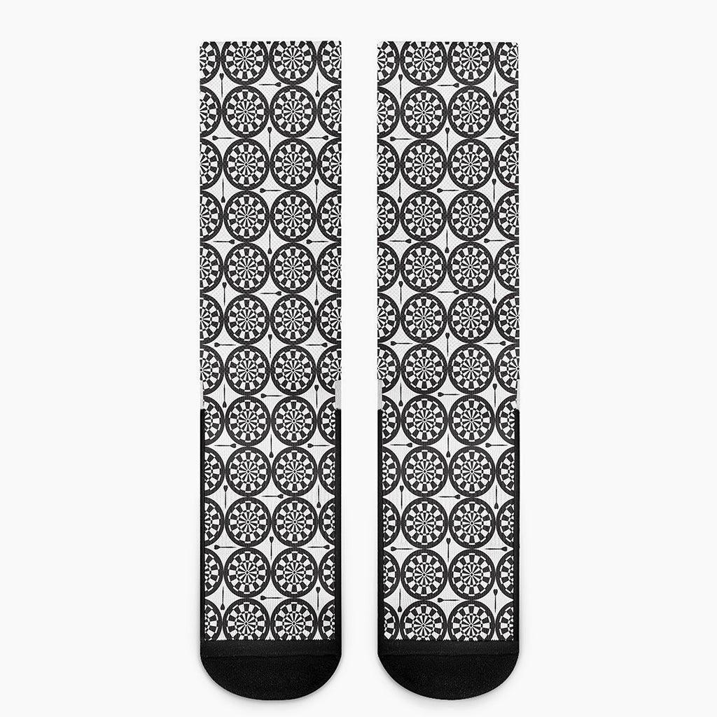 Black And White Dartboard Pattern Print Crew Socks