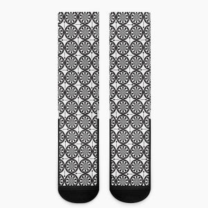 Black And White Dartboard Pattern Print Crew Socks