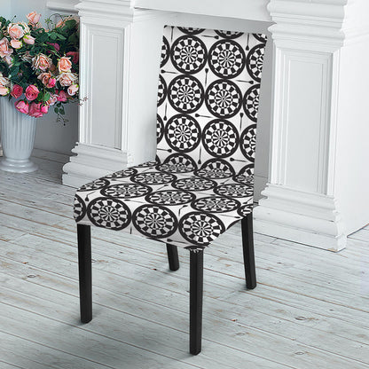 Black And White Dartboard Pattern Print Dining Chair Slipcover