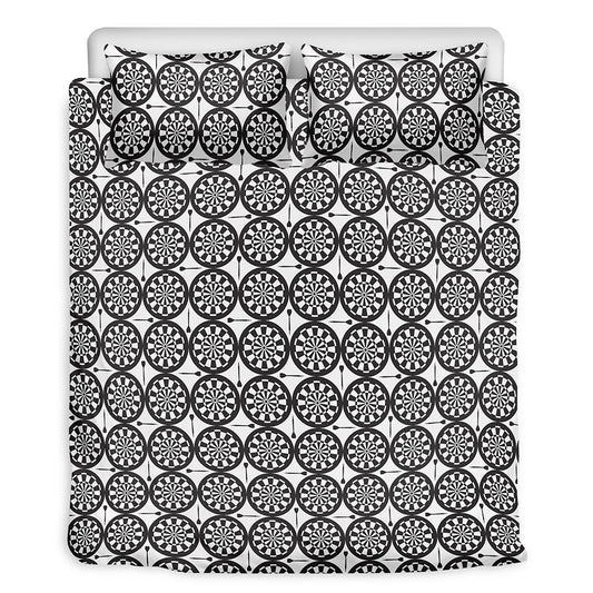 Black And White Dartboard Pattern Print Duvet Cover Bedding Set