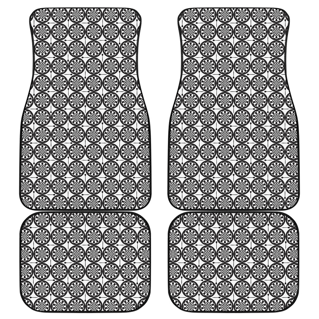 Black And White Dartboard Pattern Print Front and Back Car Floor Mats