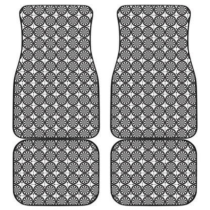 Black And White Dartboard Pattern Print Front and Back Car Floor Mats