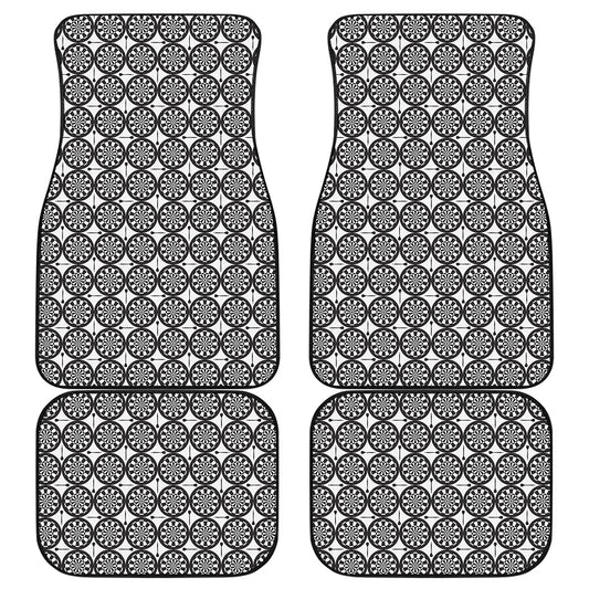 Black And White Dartboard Pattern Print Front and Back Car Floor Mats
