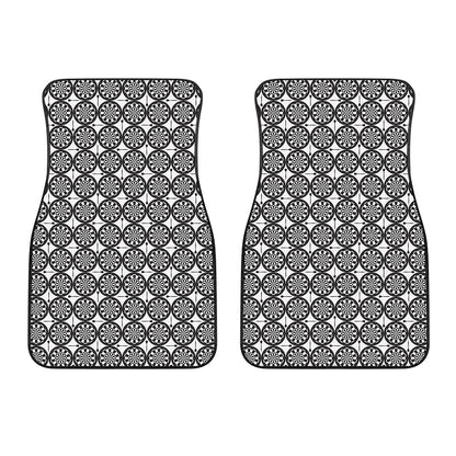 Black And White Dartboard Pattern Print Front Car Floor Mats