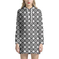 Black And White Dartboard Pattern Print Pullover Hoodie Dress