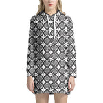 Black And White Dartboard Pattern Print Hoodie Dress