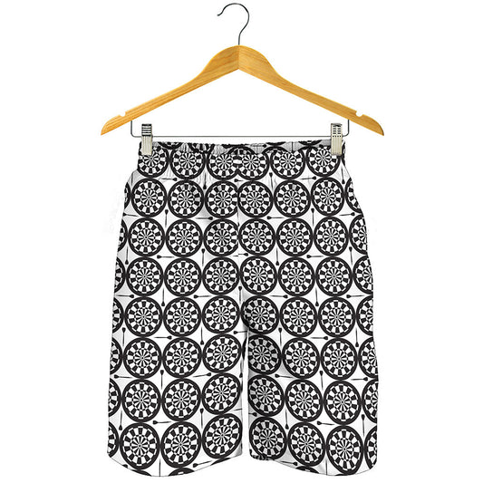 Black And White Dartboard Pattern Print Men's Shorts