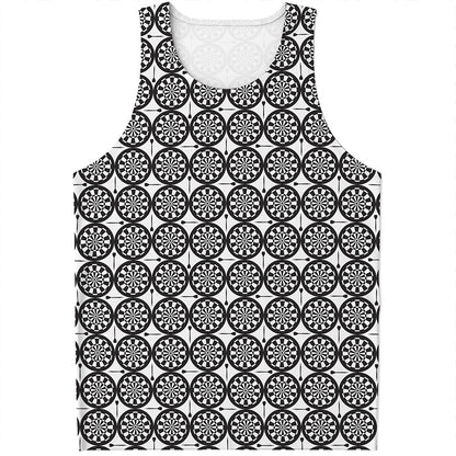 Black And White Dartboard Pattern Print Men's Tank Top