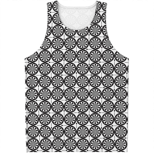 Black And White Dartboard Pattern Print Men's Tank Top