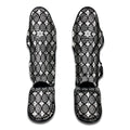 Black And White Dartboard Pattern Print Muay Thai Shin Guards