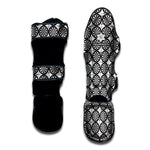 Black And White Dartboard Pattern Print Muay Thai Shin Guard