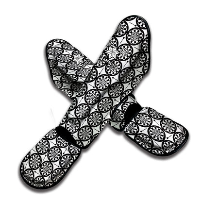 Black And White Dartboard Pattern Print Muay Thai Shin Guard