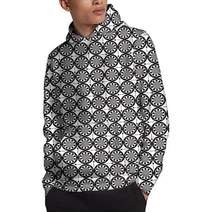 Black And White Dartboard Pattern Print Pullover Hoodie