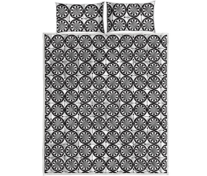 Black And White Dartboard Pattern Print Quilt Bed Set