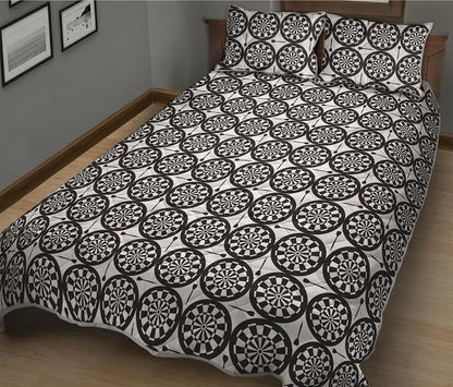 Black And White Dartboard Pattern Print Quilt Bed Set