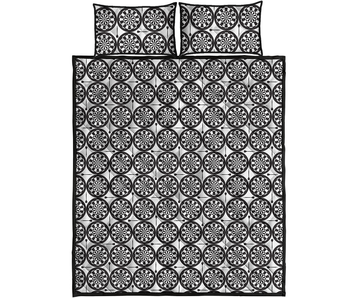 Black And White Dartboard Pattern Print Quilt Bed Set