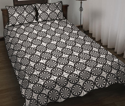 Black And White Dartboard Pattern Print Quilt Bed Set