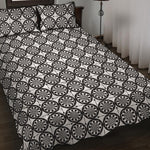 Black And White Dartboard Pattern Print Quilt Bed Set