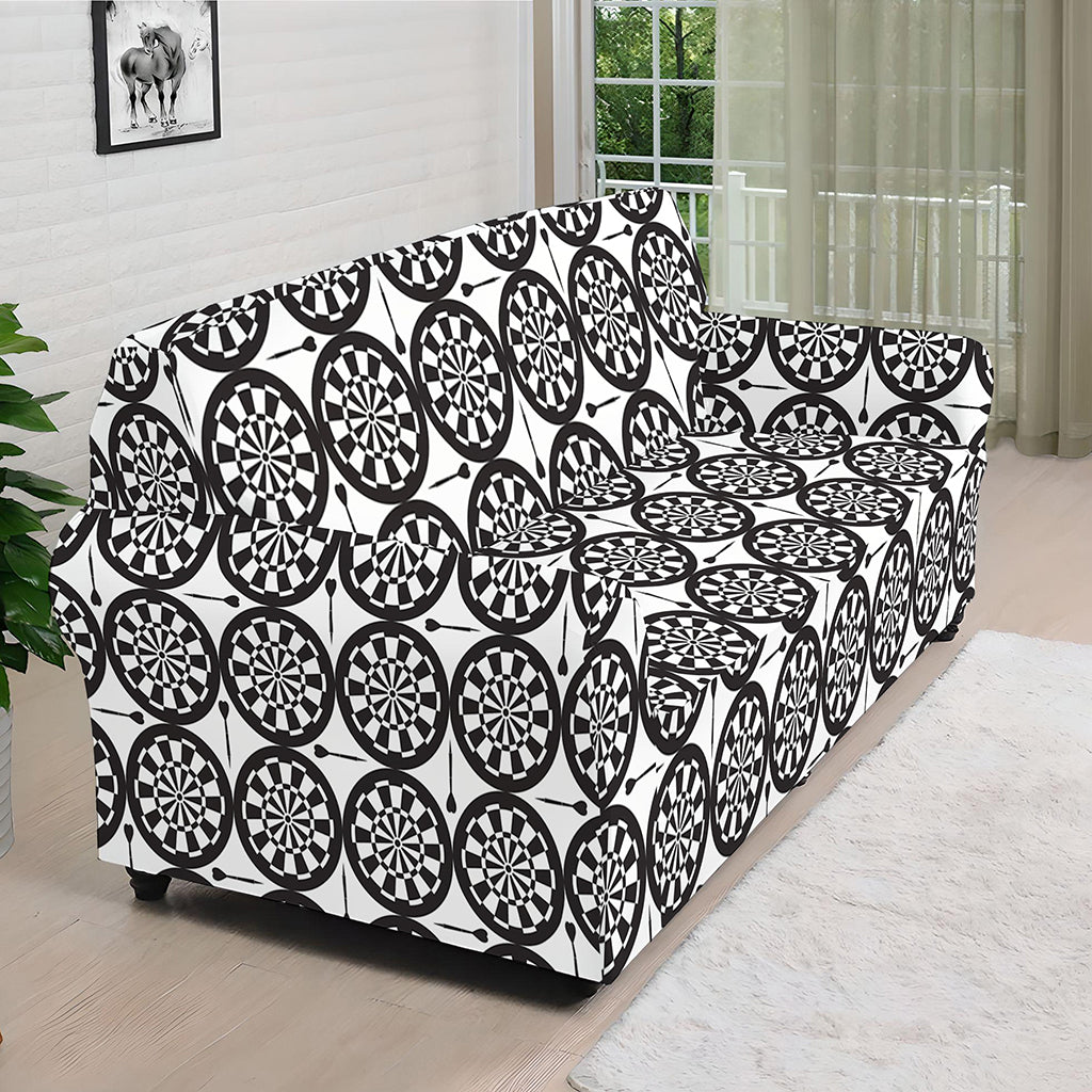 Black And White Dartboard Pattern Print Sofa Cover