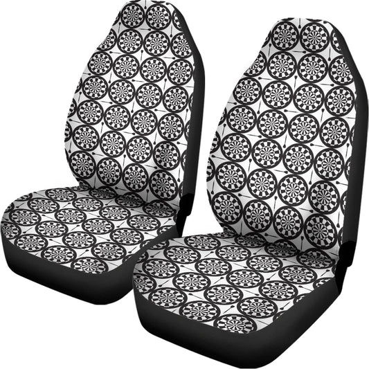 Black And White Dartboard Pattern Print Universal Fit Car Seat Covers