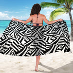 Black And White Dazzle Pattern Print Beach Sarong Wrap