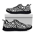 Black And White Dazzle Pattern Print Black Running Shoes
