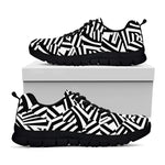 Black And White Dazzle Pattern Print Black Sneakers