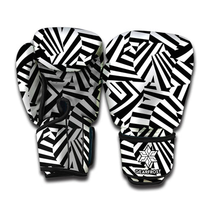 Black And White Dazzle Pattern Print Boxing Gloves