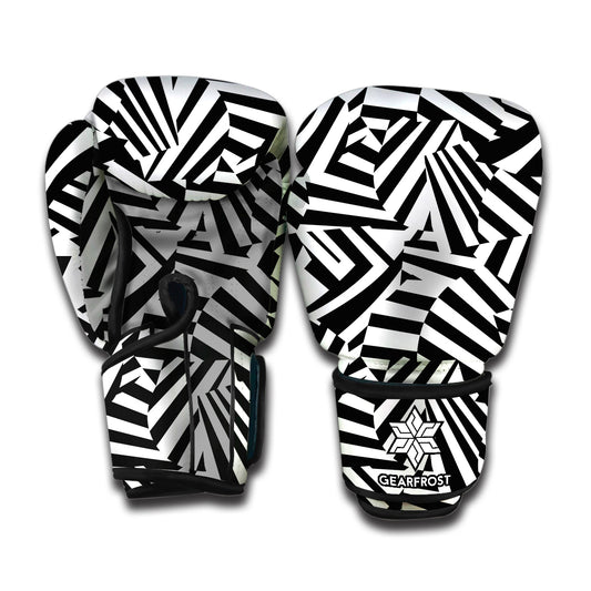 Black And White Dazzle Pattern Print Boxing Gloves