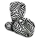 Black And White Dazzle Pattern Print Boxing Gloves