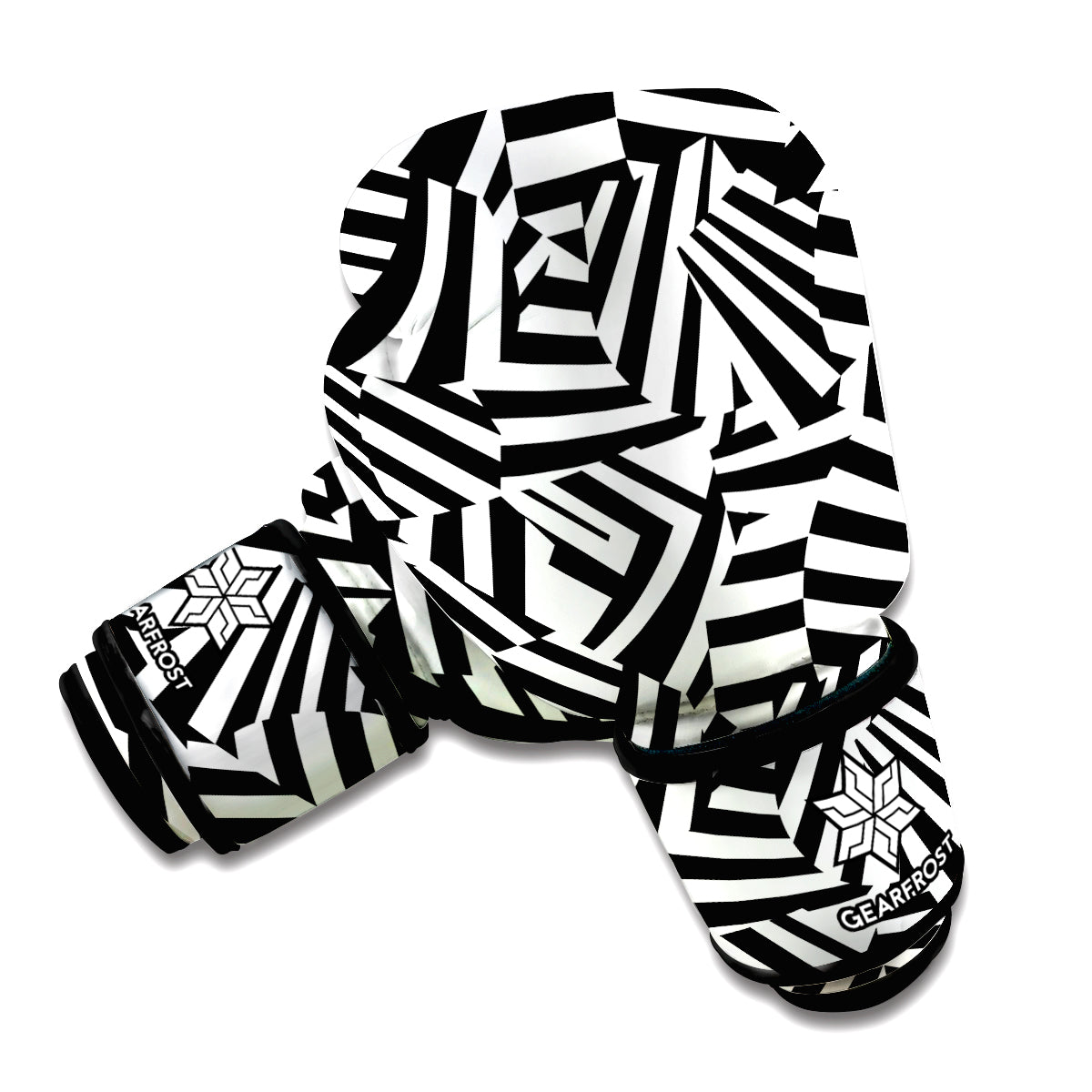 Black And White Dazzle Pattern Print Boxing Gloves