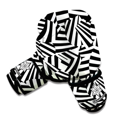 Black And White Dazzle Pattern Print Boxing Gloves