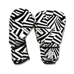 Black And White Dazzle Pattern Print Boxing Gloves