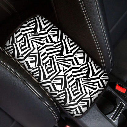 Black And White Dazzle Pattern Print Car Center Console Cover