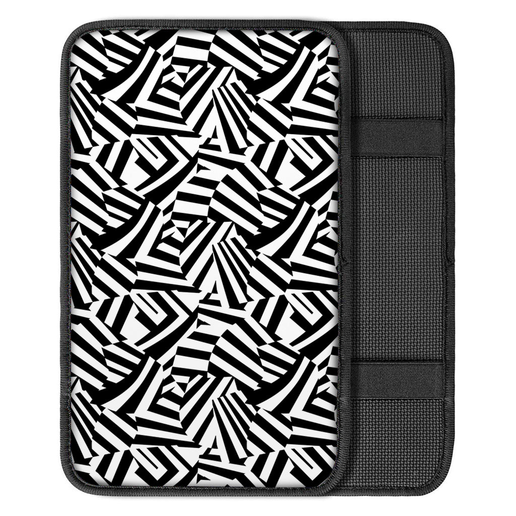 Black And White Dazzle Pattern Print Car Center Console Cover