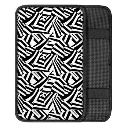 Black And White Dazzle Pattern Print Car Center Console Cover