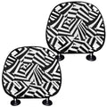 Black And White Dazzle Pattern Print Car Headrest Covers