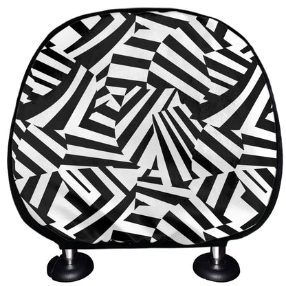 Black And White Dazzle Pattern Print Car Headrest Covers