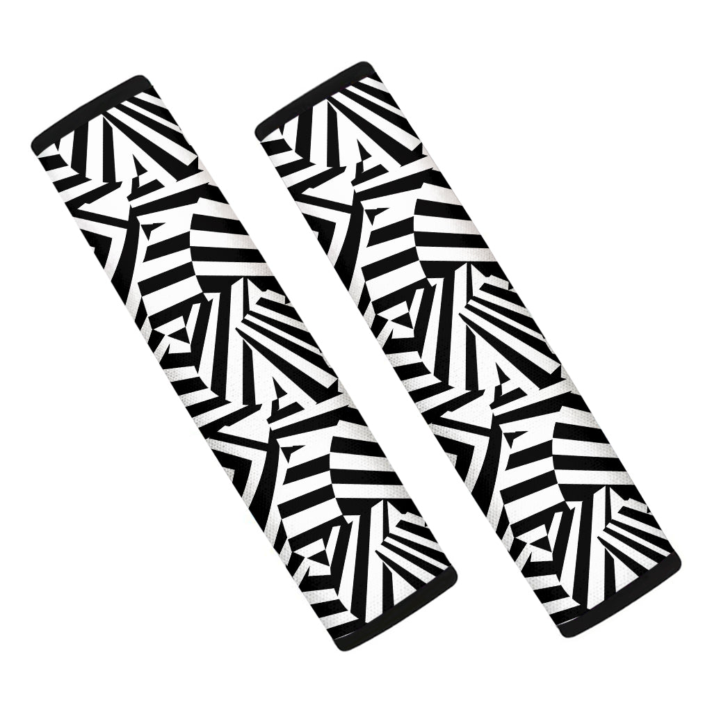 Black And White Dazzle Pattern Print Car Seat Belt Covers