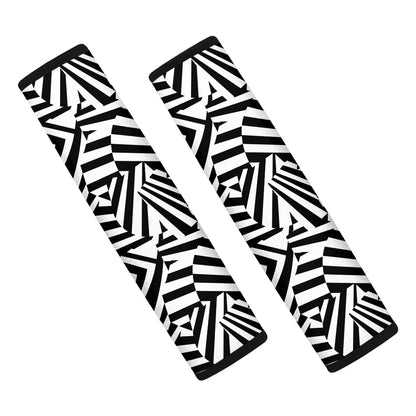Black And White Dazzle Pattern Print Car Seat Belt Covers