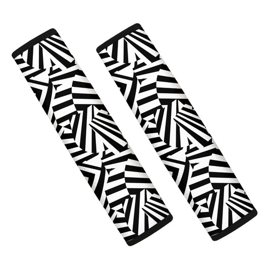 Black And White Dazzle Pattern Print Car Seat Belt Covers