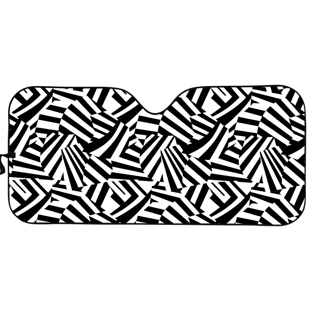 Black And White Dazzle Pattern Print Car Sun Shade