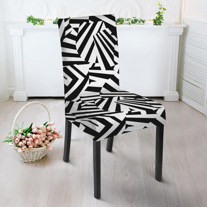 Black And White Dazzle Pattern Print Dining Chair Slipcover