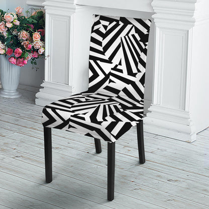 Black And White Dazzle Pattern Print Dining Chair Slipcover
