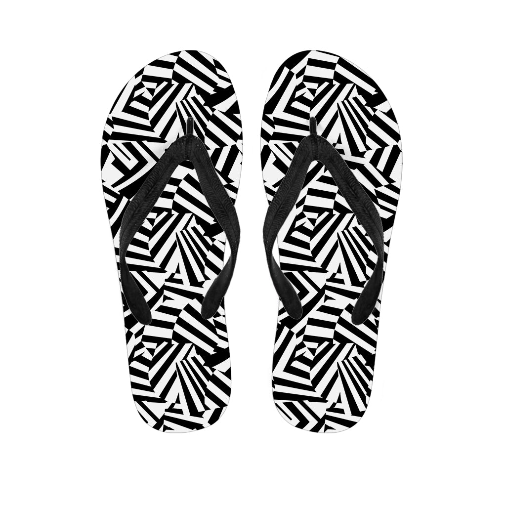 Black And White Dazzle Pattern Print Flip Flops