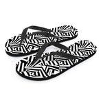Black And White Dazzle Pattern Print Flip Flops
