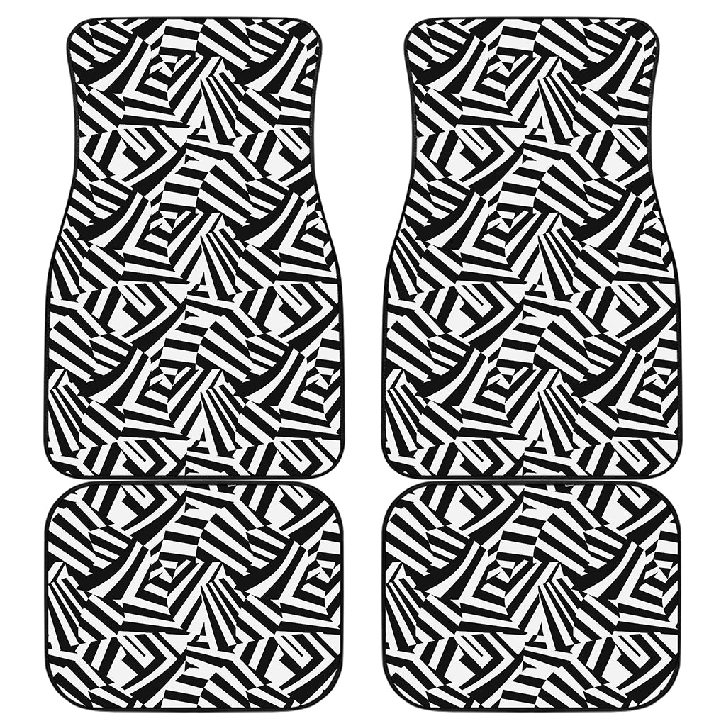 Black And White Dazzle Pattern Print Front and Back Car Floor Mats