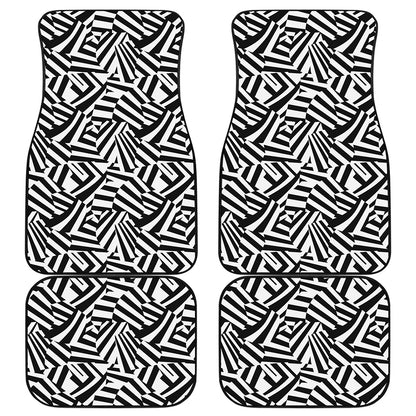 Black And White Dazzle Pattern Print Front and Back Car Floor Mats