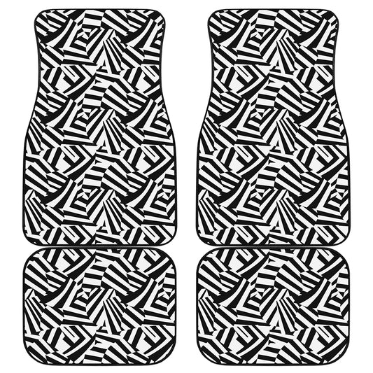 Black And White Dazzle Pattern Print Front and Back Car Floor Mats